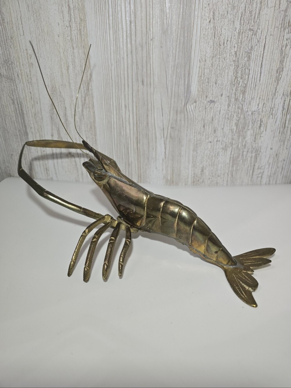 Vintage Brass Shrimp Wall Art